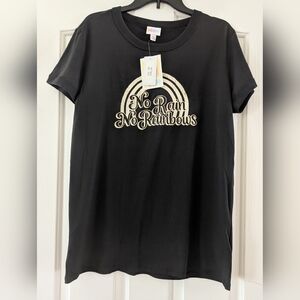 LuLaRoe Liv Black Tee with Rainbow Graphic, Medium
